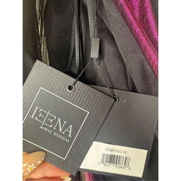 NWT IEENA For Mac Duggal Princess Sleeve Metallic Cut Out Gown Style 27060 Size - Picture 13 of 14